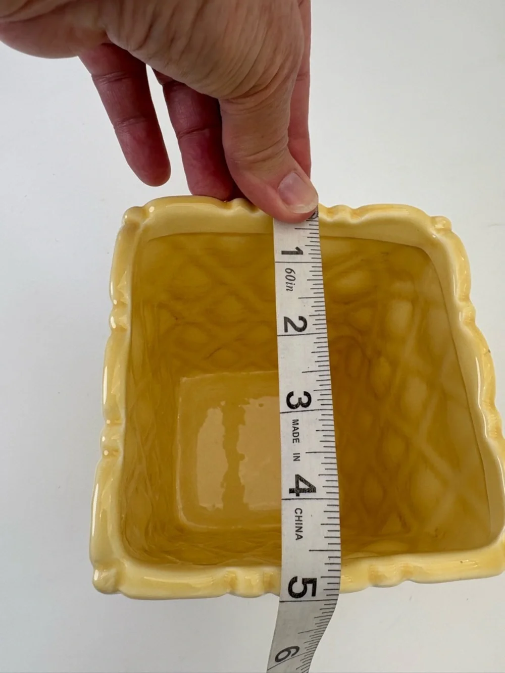 Vintage Textured Ceramic Planter in Yellow - Perfect for Spring and Summer